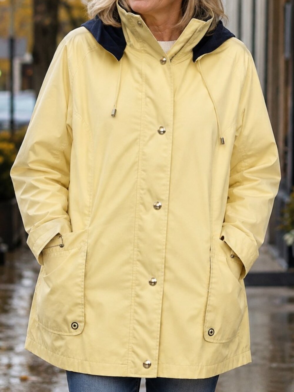 Parka Yellow SZ 1X Hood Mackintosh Weather -Resistant Rugged Functional Outdoor